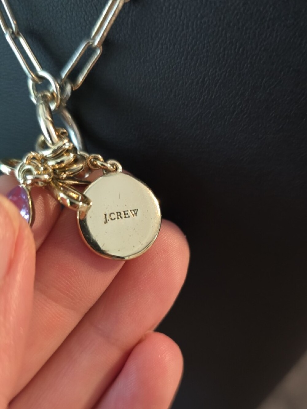 J.Crew Paperclip Charm Builder Ring Necklace Set – Bow, Sun Face, Purple Gem - Picture 7 of 12
